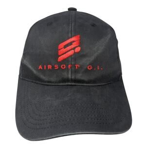 Airsoft G.I. Strapback Hat Black One Size Adjustable Embroidered Outdoor